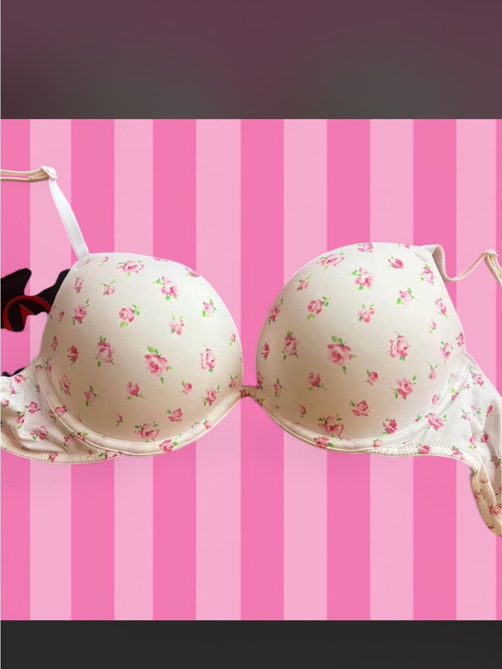 PINK Victoria's Secret Cream Bra with Pink Floral Print